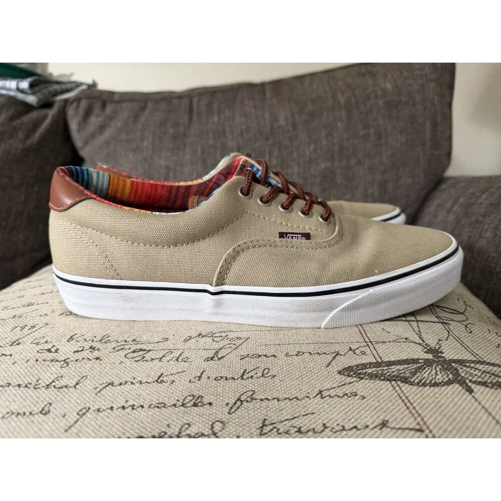 Vans Era 59 C&L TC6D Khaki Tan Serape Stripe Lining Men's Size 10 Canvas